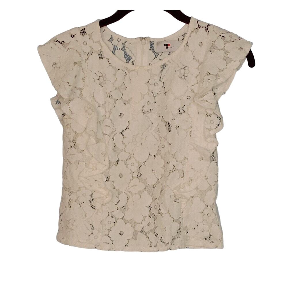 Temt Eyelet Ruffle Sleeve Blouse White Small Junior/ Women's
